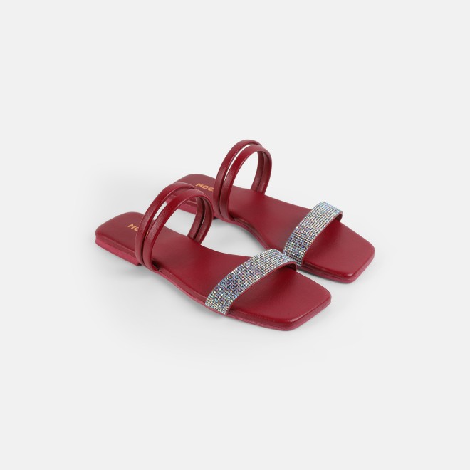 Mochi Women Maroon Casual Slip Ons (SKU: 41-4635-44-36)
