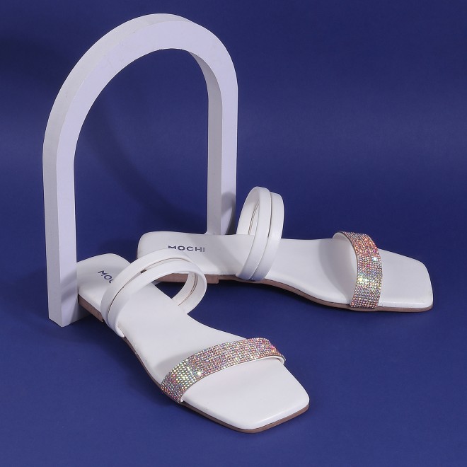 Mochi Women White Casual Slip Ons