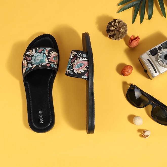 Mochi Women Black Casual Slip Ons