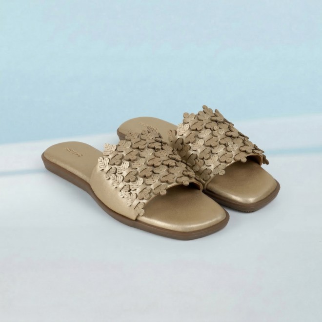 Mochi Women Gold Casual Slip Ons