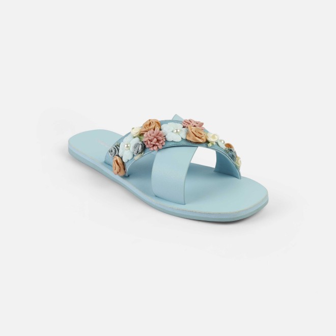 Mochi Women Blue Casual Slip Ons (SKU: 41-486-45-36)