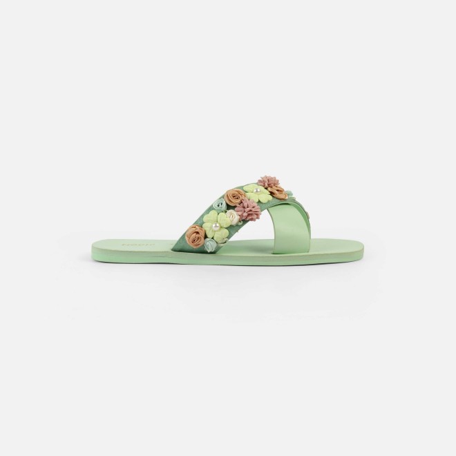 Mochi Women Green Casual Slip Ons (SKU: 41-486-21-36)