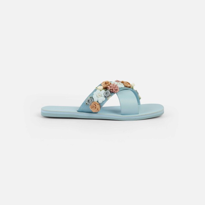 Mochi Women Blue Casual Slip Ons (SKU: 41-486-45-36)