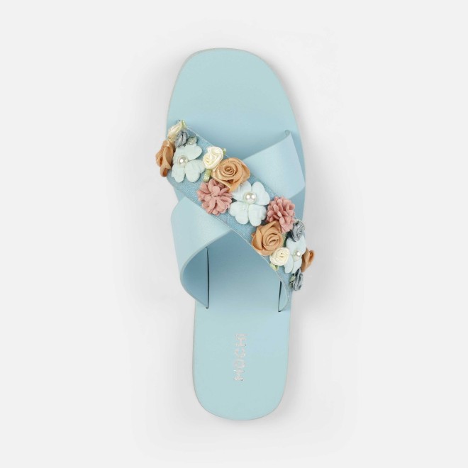 Mochi Women Blue Casual Slip Ons (SKU: 41-486-45-36)