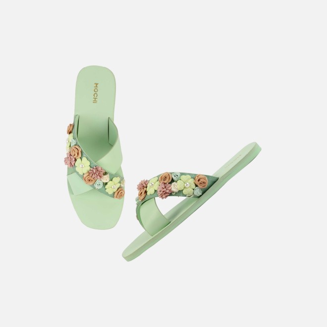 Mochi Women Green Casual Slip Ons (SKU: 41-486-21-36)
