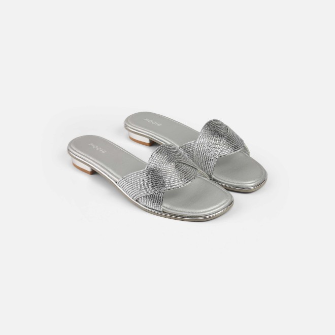 Mochi Women Silver Casual Slip Ons (SKU: 41-493-27-37)