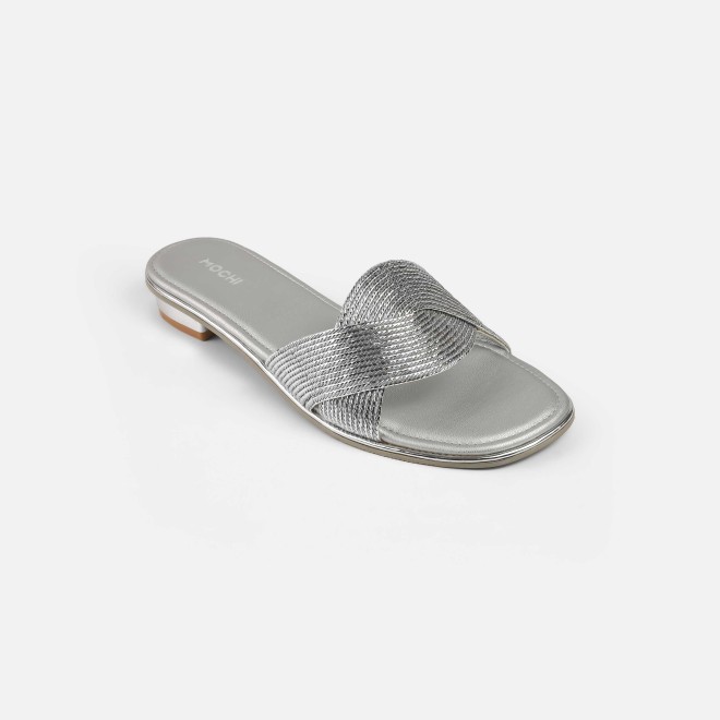 Mochi Women Silver Casual Slip Ons (SKU: 41-493-27-37)