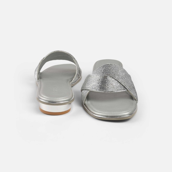 Mochi Women Silver Casual Slip Ons (SKU: 41-493-27-37)