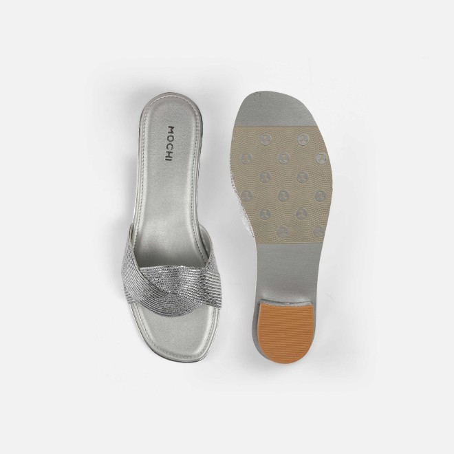 Mochi Women Silver Casual Slip Ons (SKU: 41-493-27-37)