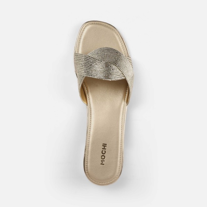Mochi Women Gold Casual Slip Ons (SKU: 41-493-15-36)