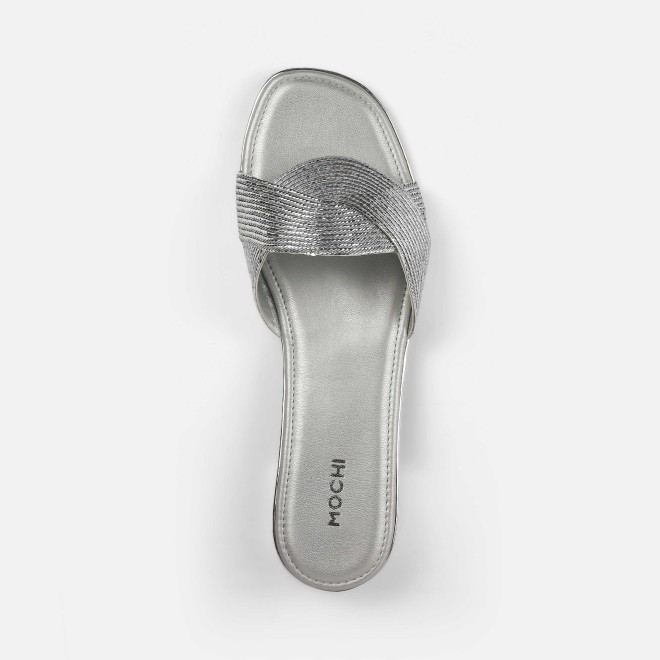 Mochi Women Silver Casual Slip Ons (SKU: 41-493-27-37)