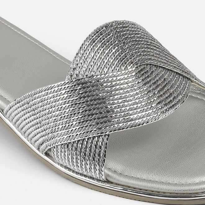 Mochi Women Silver Casual Slip Ons (SKU: 41-493-27-37)