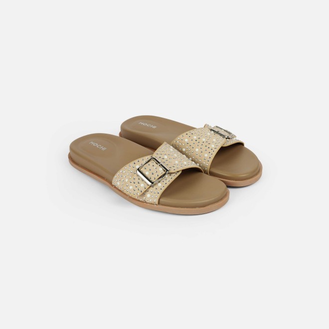 Mochi Women Beige Casual Slip Ons (SKU: 41-505-20-36)