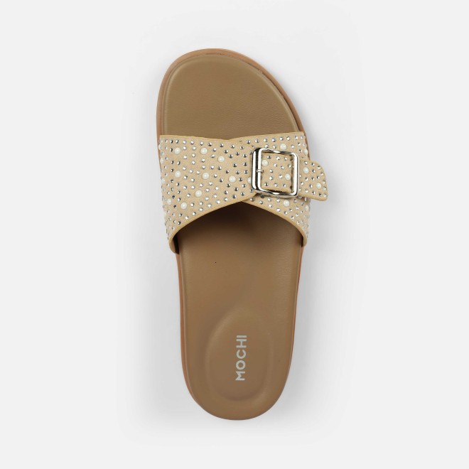 Mochi Women Beige Casual Slip Ons (SKU: 41-505-20-36)
