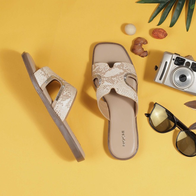 Women Beige Casual Slip Ons