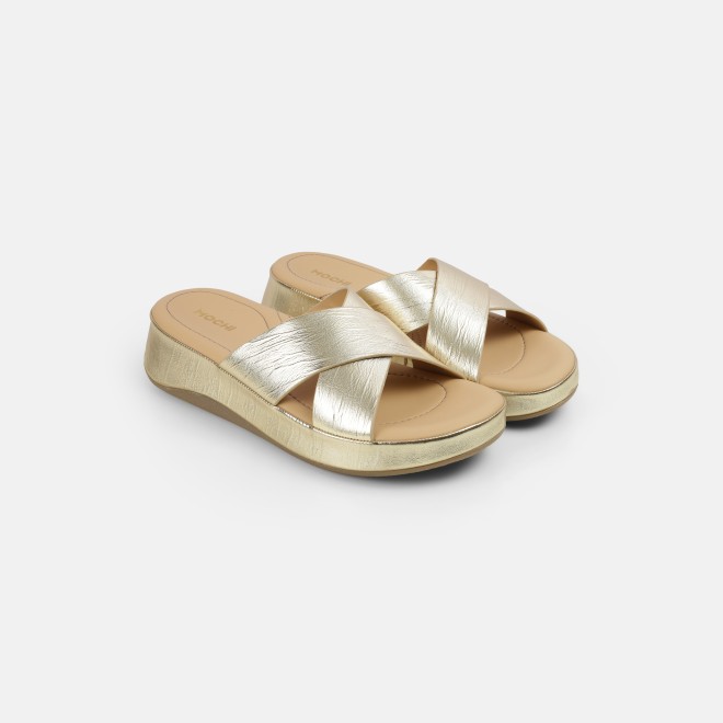 Mochi Women Gold Casual Slip Ons (SKU: 41-521-15-36)