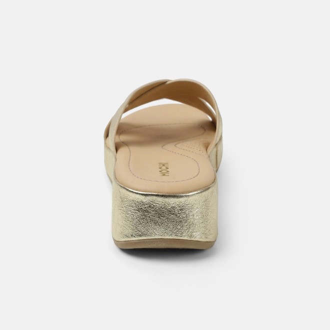 Mochi Women Gold Casual Slip Ons (SKU: 41-521-15-36)
