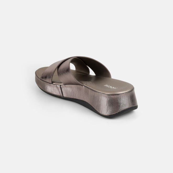 Mochi Women Gun-metal Casual Slip Ons (SKU: 41-521-29-36)