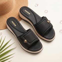 Mochi Women Black Casual Slip Ons