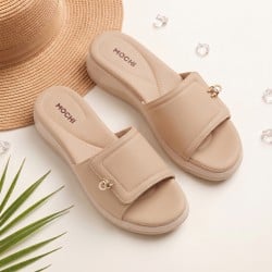 Mochi Women Beige Casual Slip Ons