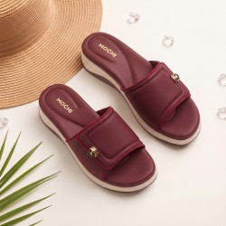 Mochi Women Maroon Casual Slip Ons