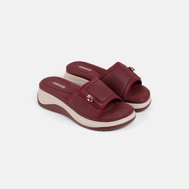 Mochi Women Maroon Casual Slip Ons (SKU: 41-528-44-37)