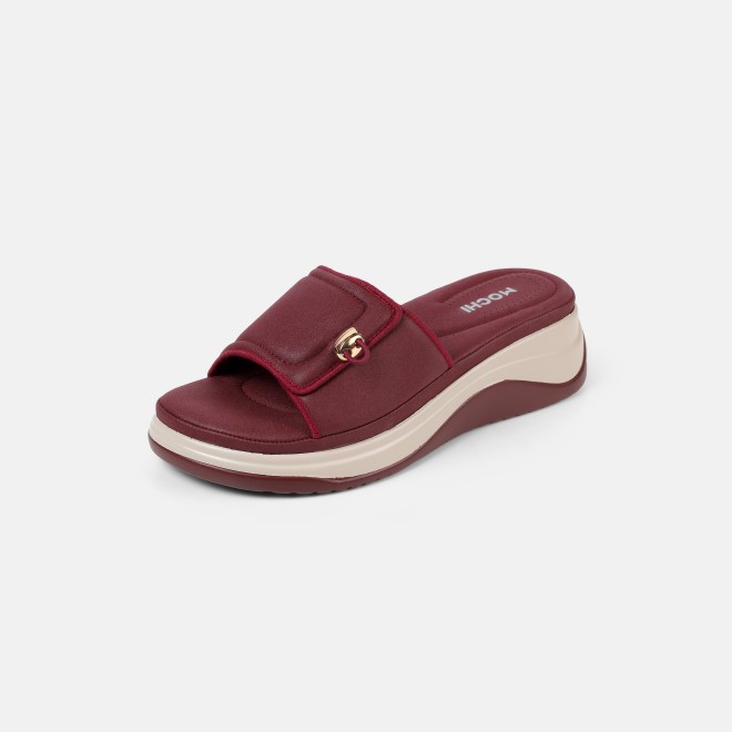 Mochi Women Maroon Casual Slip Ons (SKU: 41-528-44-37)