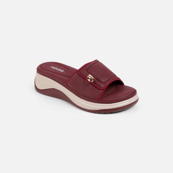 Mochi Women Maroon Casual Slip Ons (SKU: 41-528-44-37)