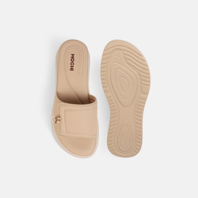 Mochi Women Beige Casual Slip Ons (SKU: 41-528-20-36)