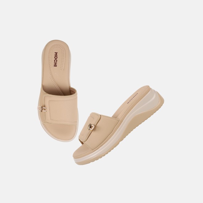 Mochi Women Beige Casual Slip Ons (SKU: 41-528-20-36)