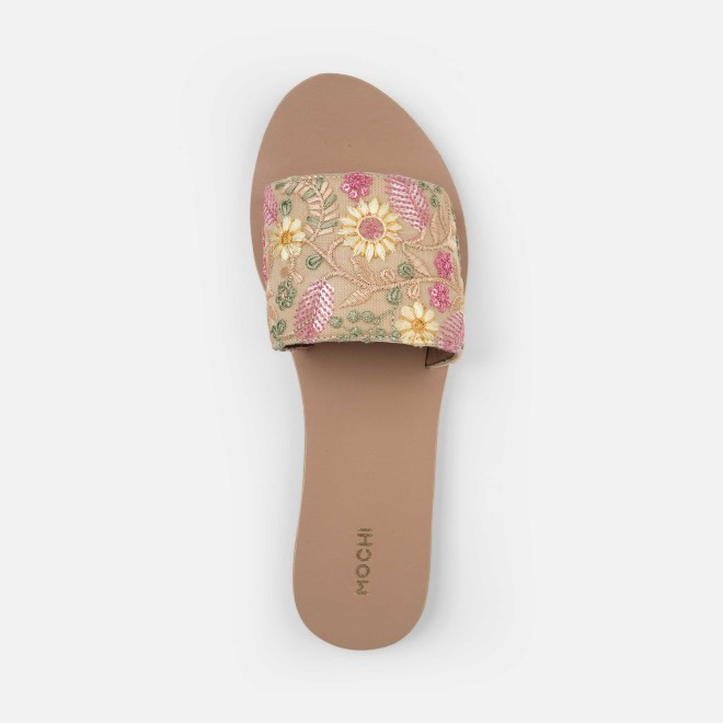 Mochi Women Beige Casual Slippers (SKU: 41-533-20-36)