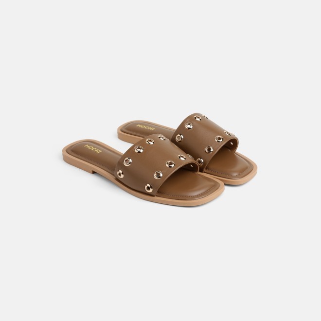 Mochi Women Brown Casual Slip Ons (SKU: 41-547-12-36)
