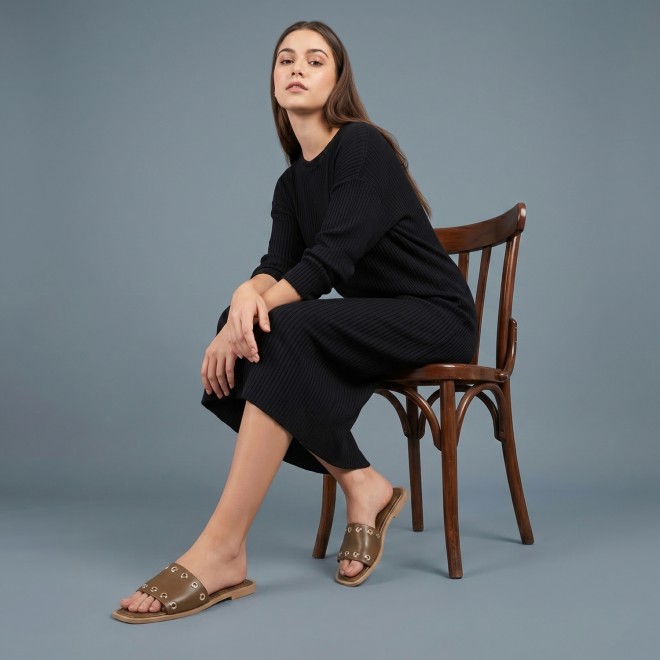 Mochi Women Brown Casual Slip Ons (SKU: 41-547-12-36)