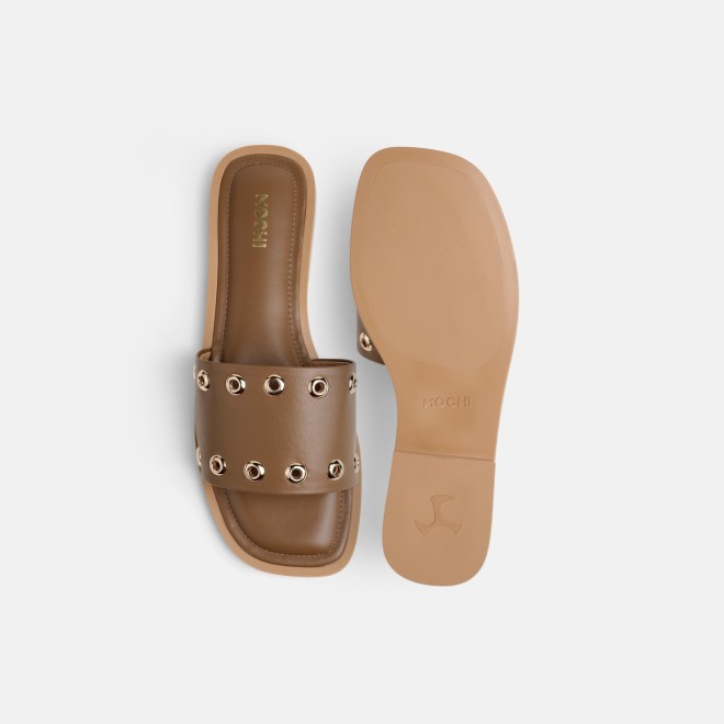 Mochi Women Brown Casual Slip Ons (SKU: 41-547-12-36)