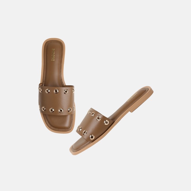 Mochi Women Brown Casual Slip Ons (SKU: 41-547-12-36)