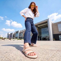 Mochi Women Beige Casual Slippers