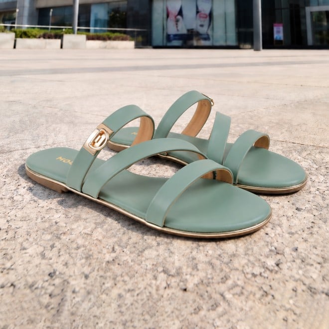Mochi Women Green Casual Slippers (SKU: 41-550-21-36)