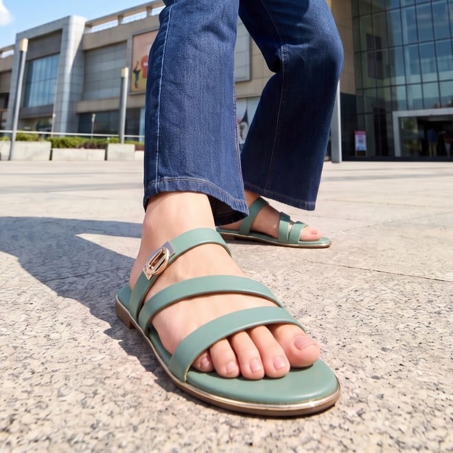 Mochi Women Green Casual Slippers (SKU: 41-550-21-36)