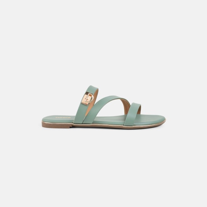 Mochi Women Green Casual Slippers (SKU: 41-550-21-36)