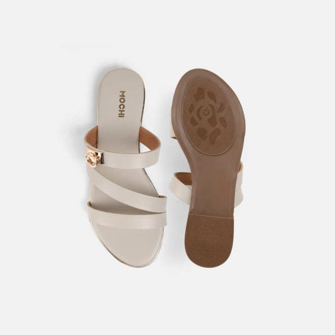 Mochi Women Beige Casual Slippers (SKU: 41-550-20-36)