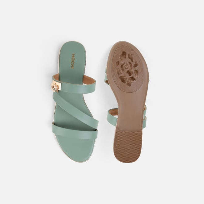 Mochi Women Green Casual Slippers (SKU: 41-550-21-36)