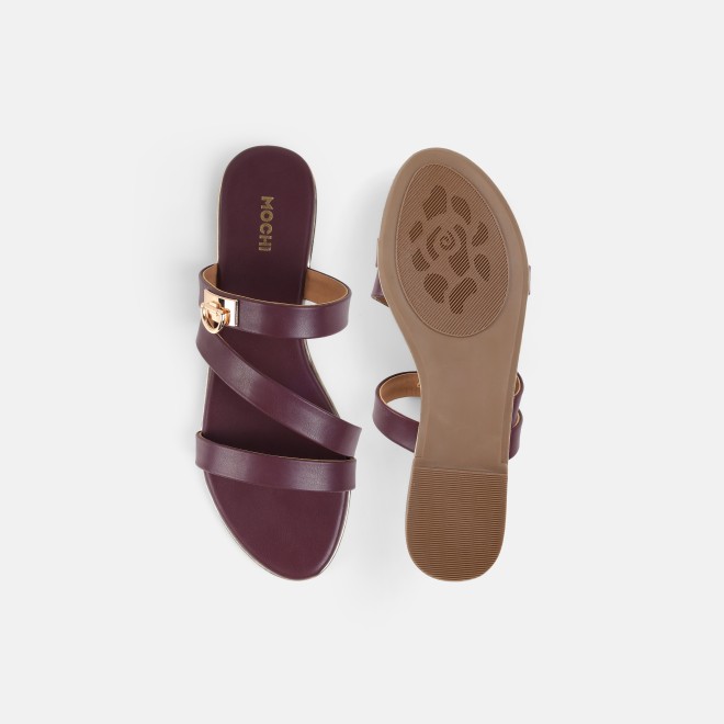 Mochi Women Wine Casual Slippers (SKU: 41-550-58-36)