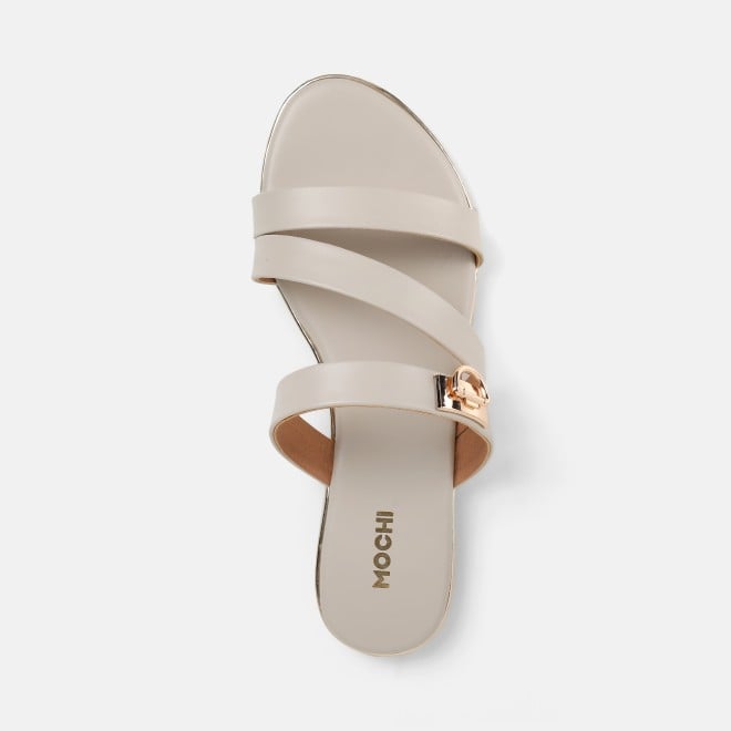 Mochi Women Beige Casual Slippers (SKU: 41-550-20-36)