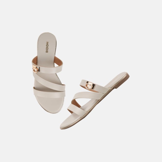 Mochi Women Beige Casual Slippers (SKU: 41-550-20-36)