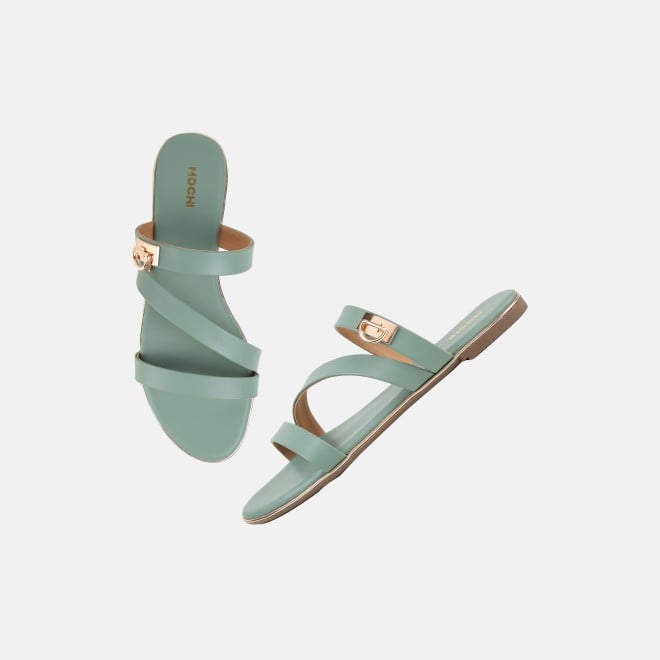 Mochi Women Green Casual Slippers (SKU: 41-550-21-36)