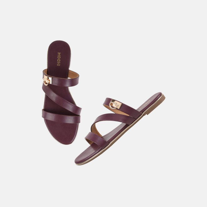 Mochi Women Wine Casual Slippers (SKU: 41-550-58-36)