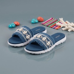 Mochi Women Blue Casual Slippers