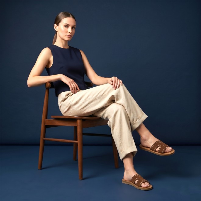 Mochi Women Brown-suede Casual Slip Ons (SKU: 41-575-35-37)
