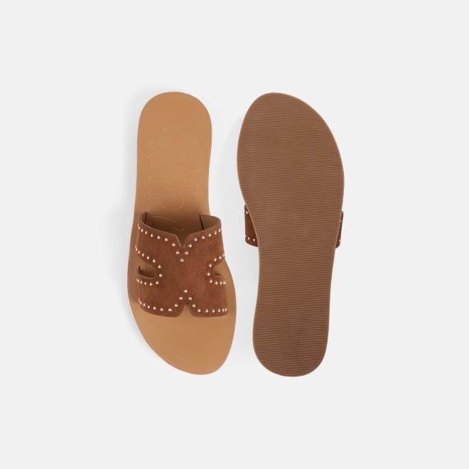 Mochi Women Brown-suede Casual Slip Ons (SKU: 41-575-35-37)