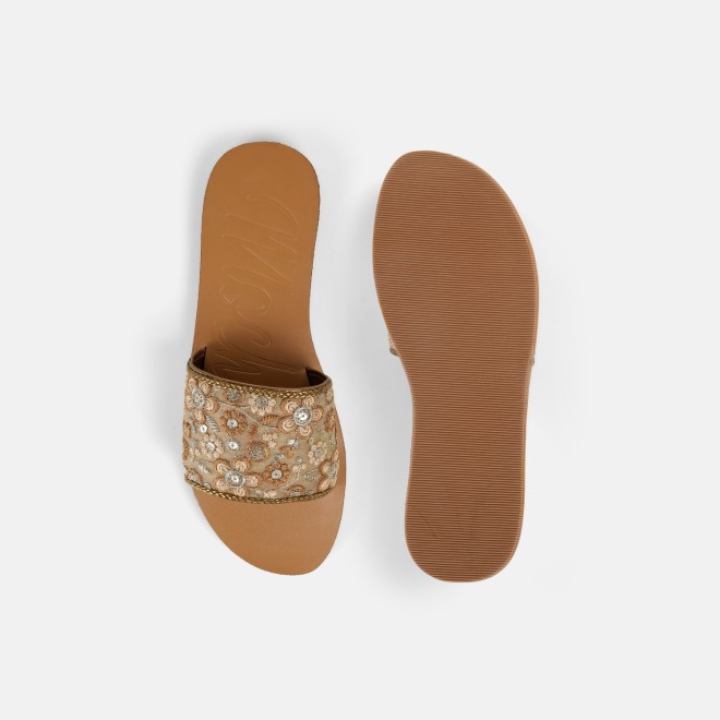 Mochi Women Gold Casual Slip Ons (SKU: 41-577-15-36)